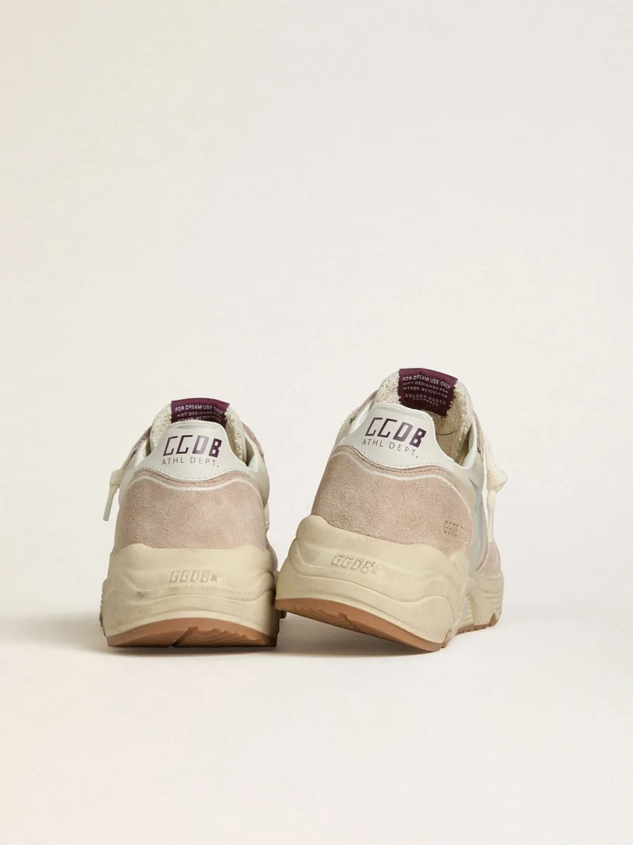 Running Sole Donna in nylon e suede con stella stampata argento e talloncino in pelle