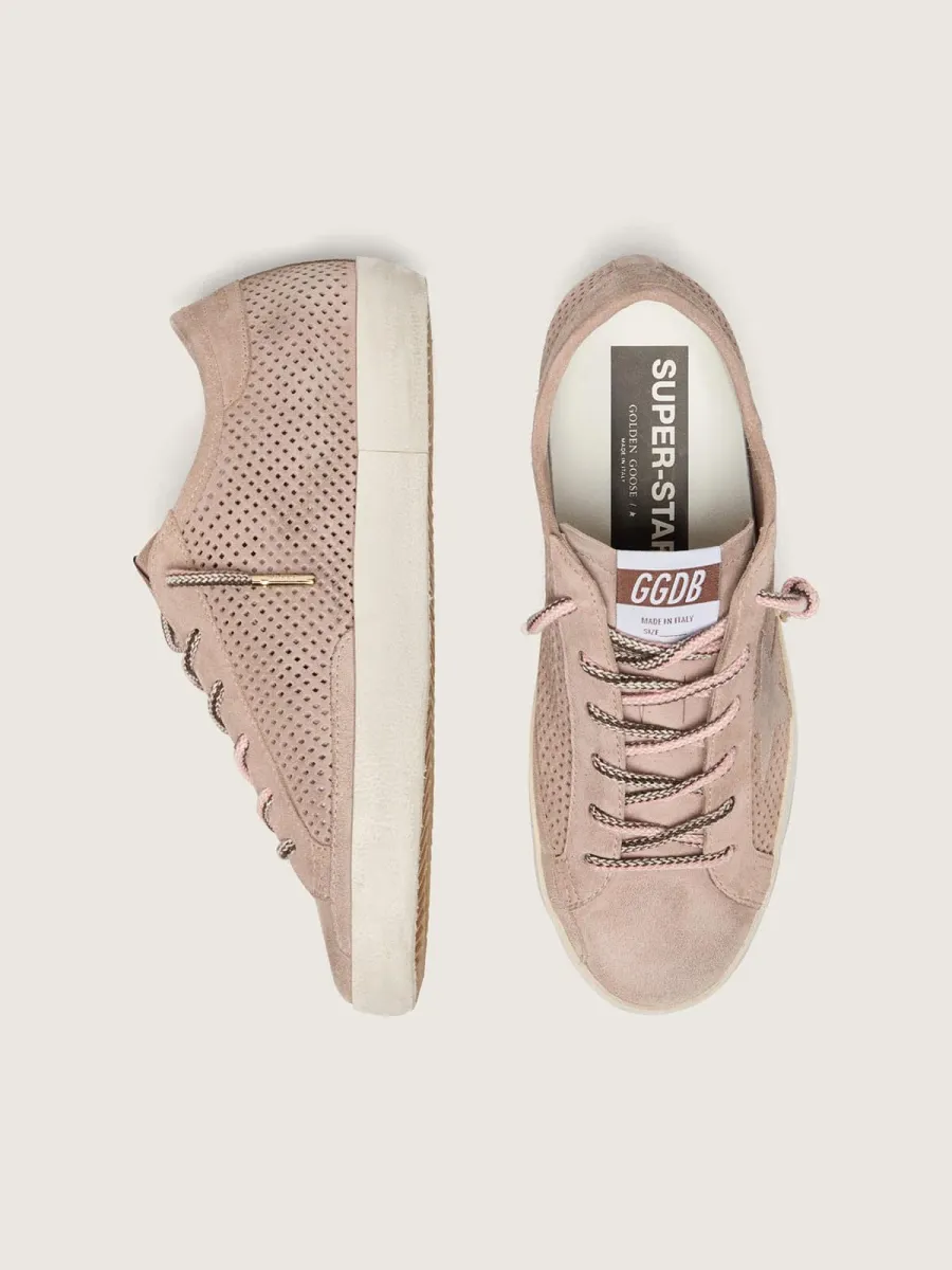 Super-Star LTD donna in suede traforato rosa cipria con stella ton sur ton