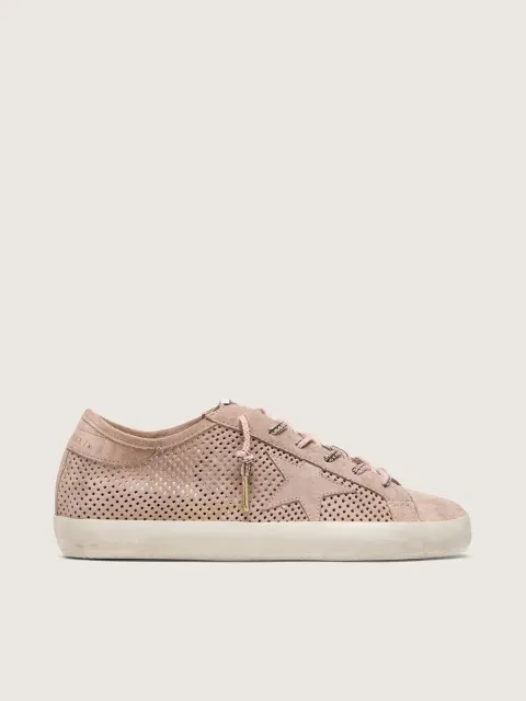 Super-Star LTD donna in suede traforato rosa cipria con stella ton sur ton