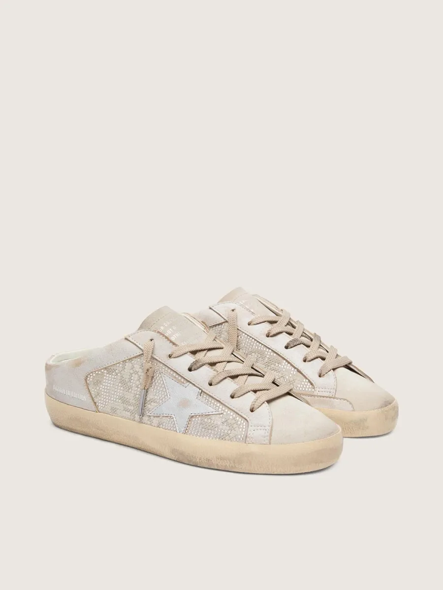 Super-Star Sabot LTD donna in Swarovski con stella in pelle laminata argento
