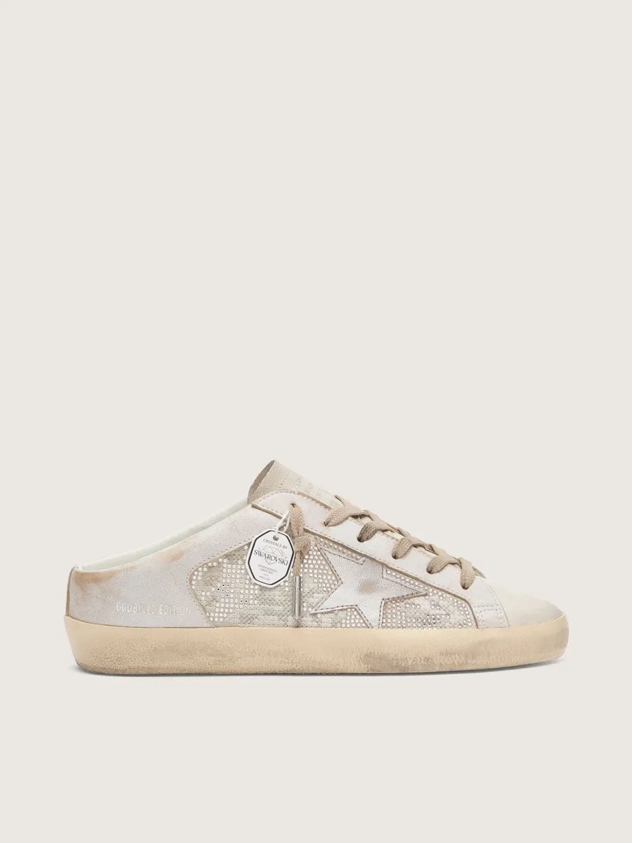 Super-Star Sabot LTD donna in Swarovski con stella in pelle laminata argento