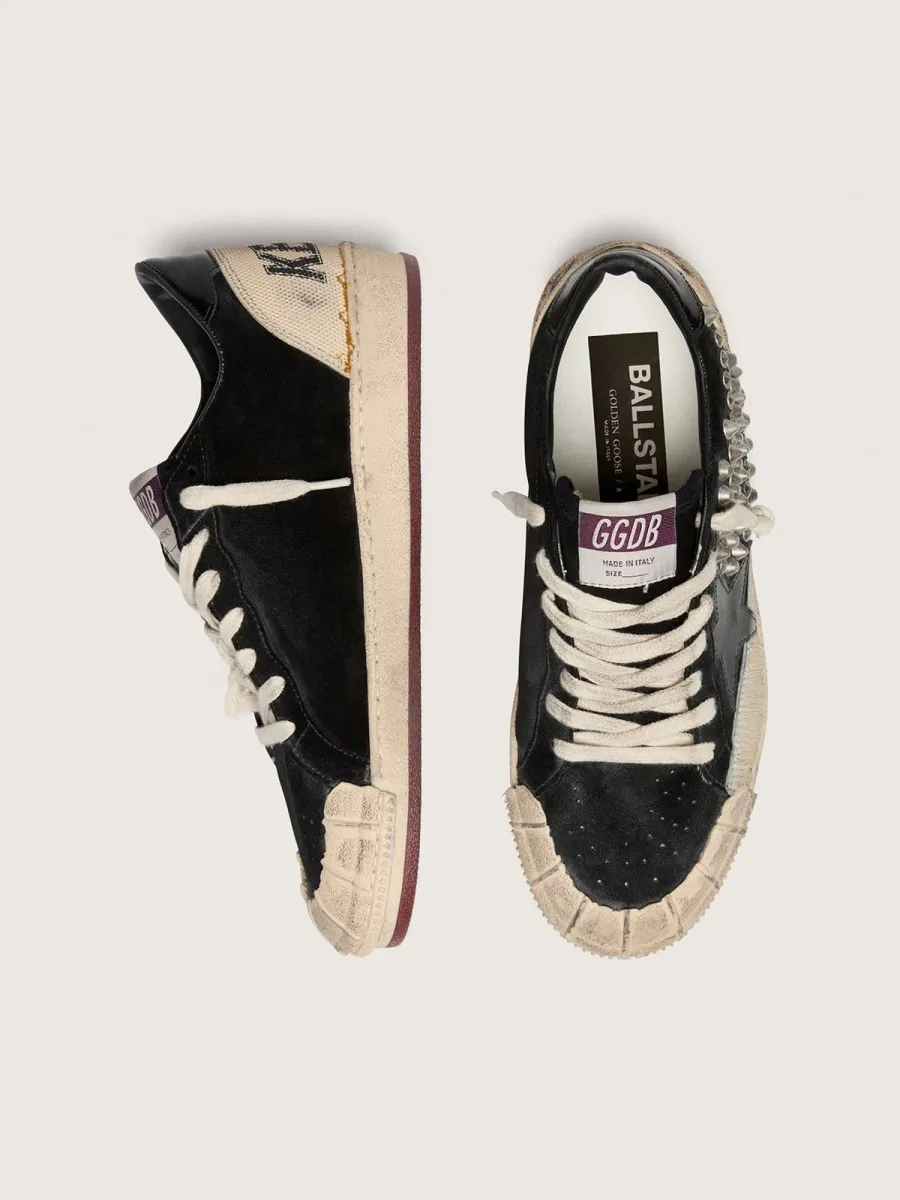 Ball Star Donna LAB in suede nero con borchie e stella in pelle lucida nera