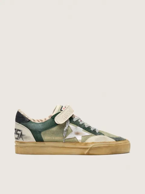 Ball Star Donna LAB in suede verde con stella in pelle argento e talloncino in suede nero