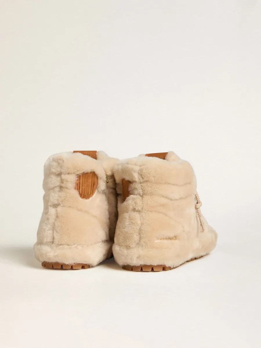Francy Donna in shearling color beige con stella in pelle marrone