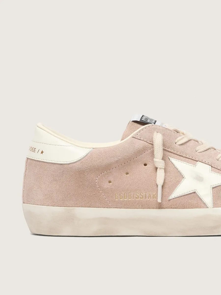 Super-Star donna in suede rosa cipria con stella bianca