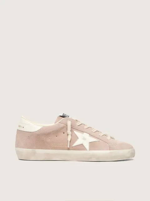 Super-Star donna in suede rosa cipria con stella bianca