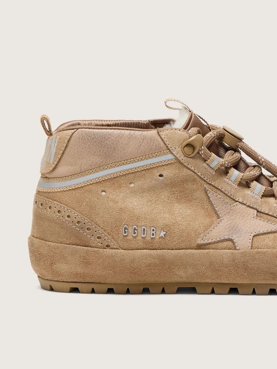 Mid Star Ski Donna in suede caramello con stella in nabuk e talloncino in suede