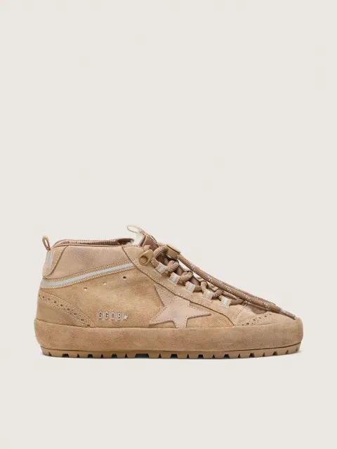 Mid Star Ski Donna in suede caramello con stella in nabuk e talloncino in suede