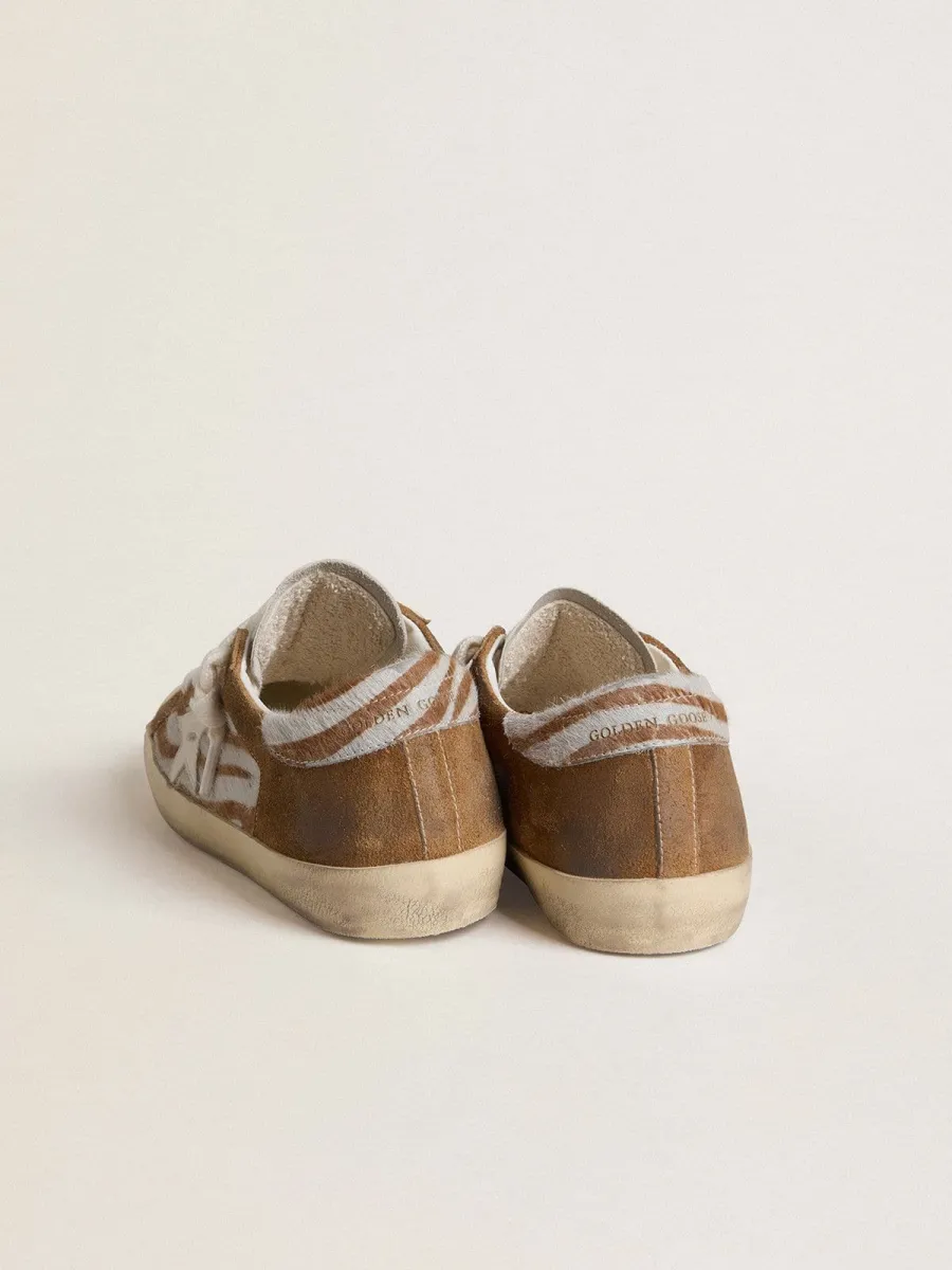 Super-Star Donna in cavallino zebrato con stella in pelle e inserti in suede marrone