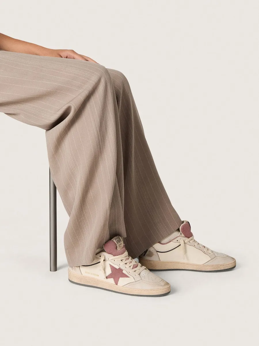 Ball Star Donna LTD in pelle beige con stella in rete rosa e talloncino in pelle blu