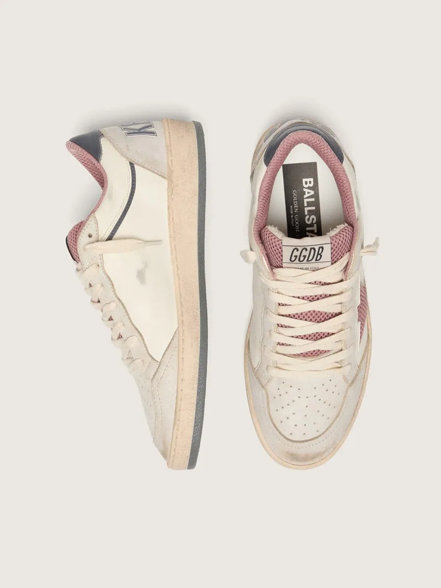 Ball Star Donna LTD in pelle beige con stella in rete rosa e talloncino in pelle blu