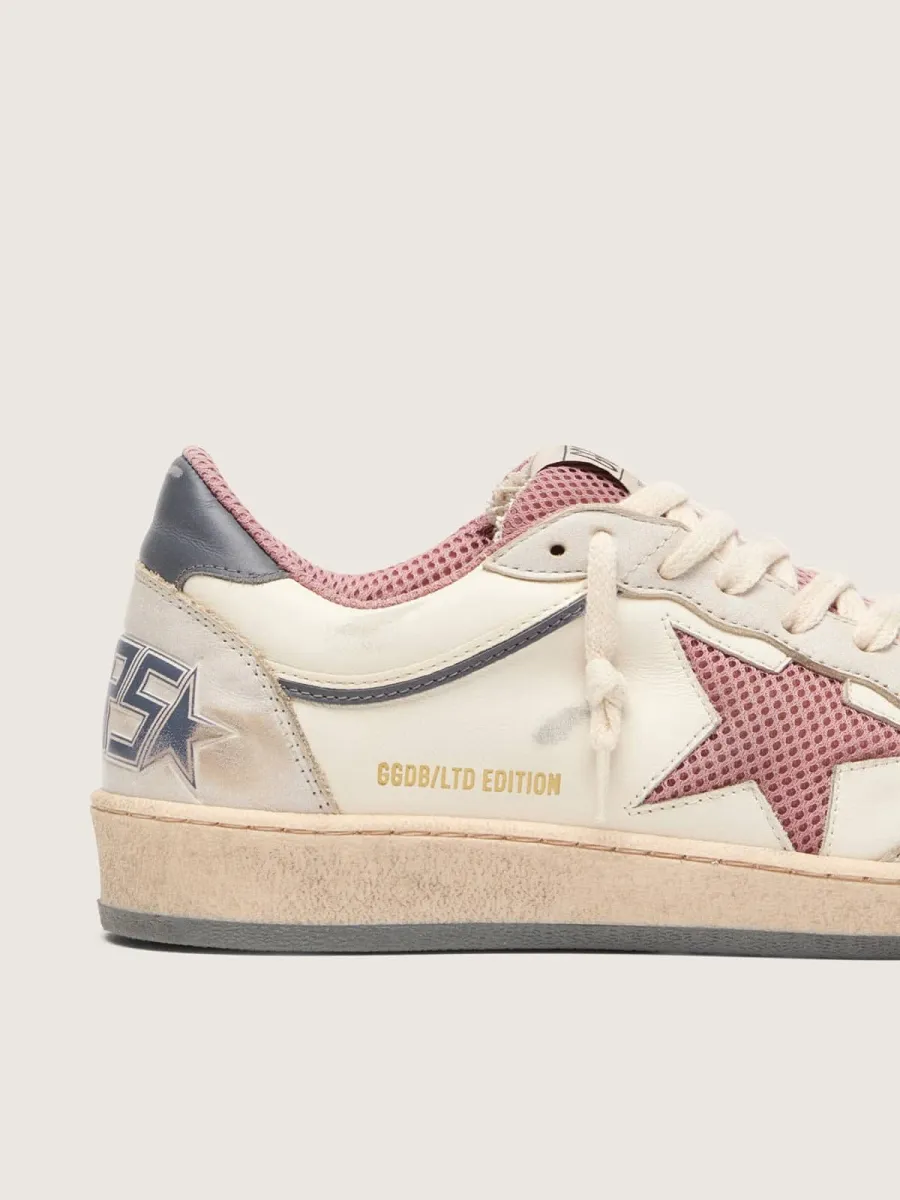 Ball Star Donna LTD in pelle beige con stella in rete rosa e talloncino in pelle blu