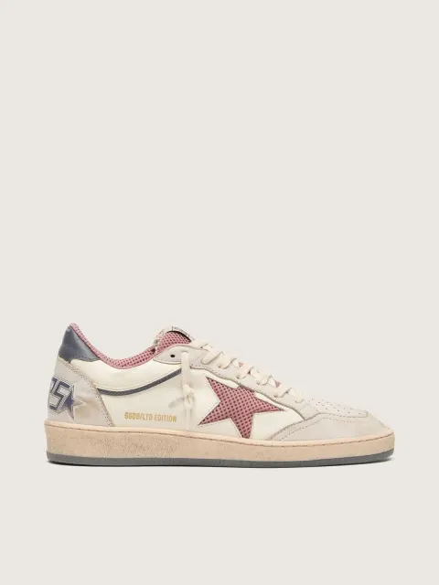 Ball Star Donna LTD in pelle beige con stella in rete rosa e talloncino in pelle blu