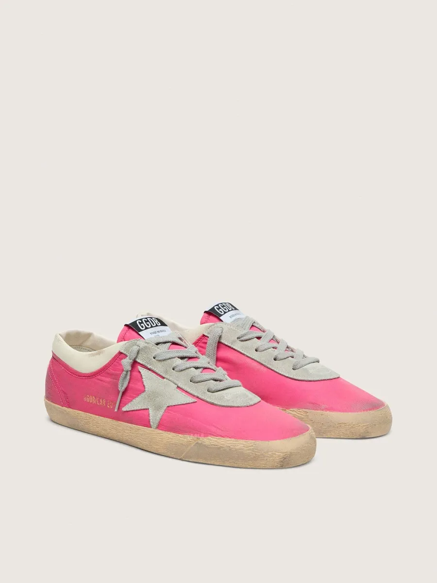 Super-Star donna in nylon rosa fluo con stella in suede grigio chiaro
