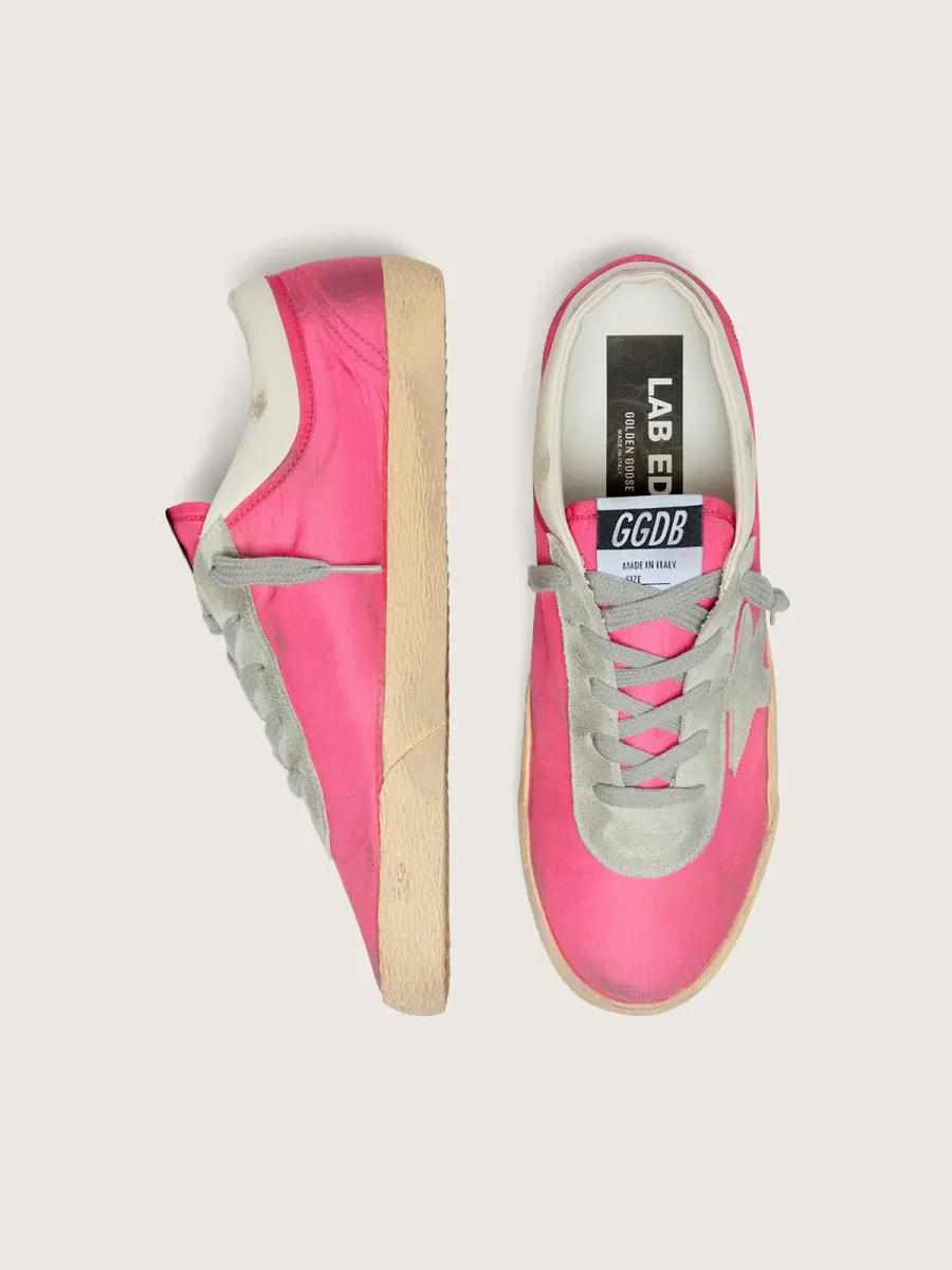 Super-Star donna in nylon rosa fluo con stella in suede grigio chiaro