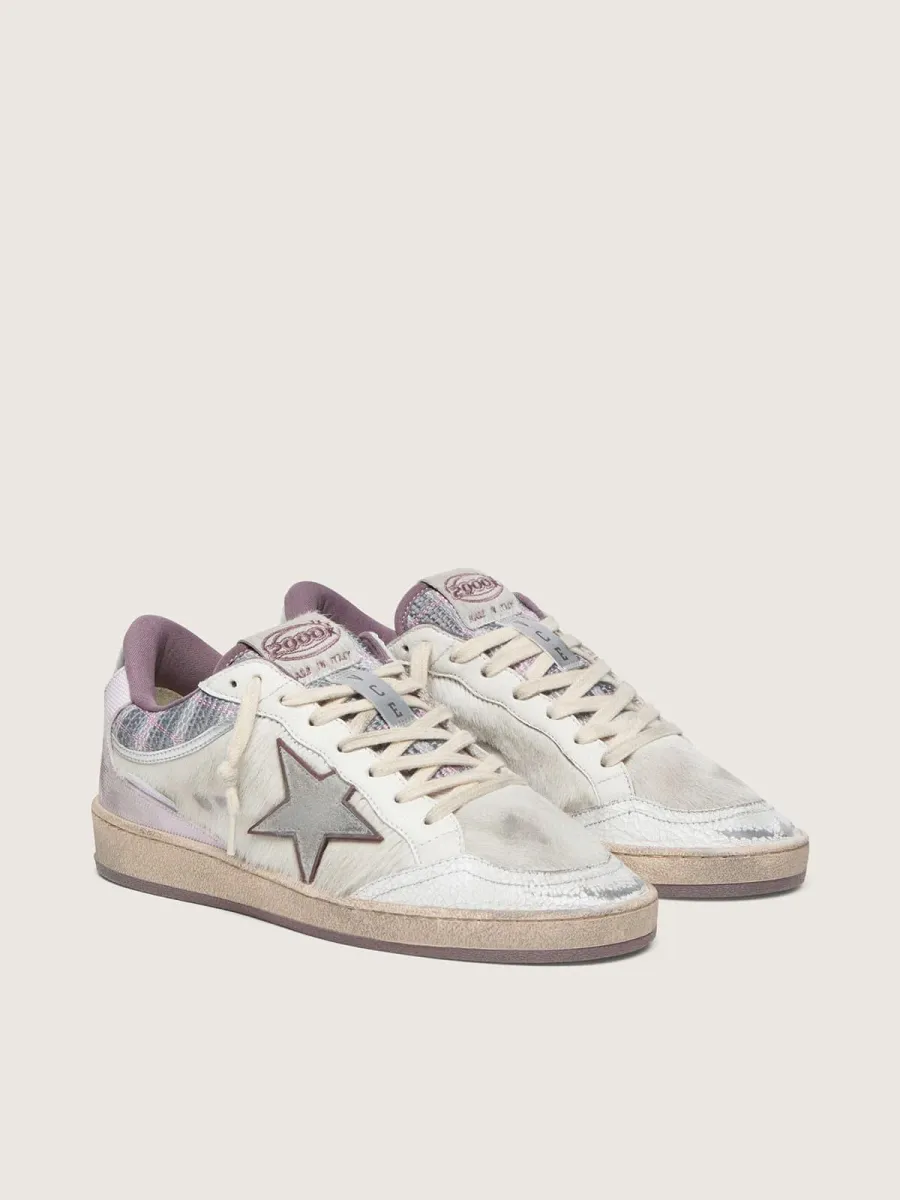 Ball Star LAB donna in nylon e cavallino bianco con stella argento e inserti lilla