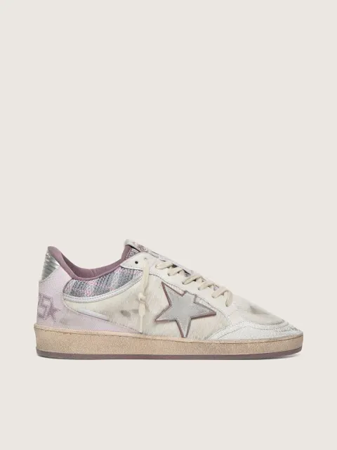 Ball Star LAB donna in nylon e cavallino bianco con stella argento e inserti lilla