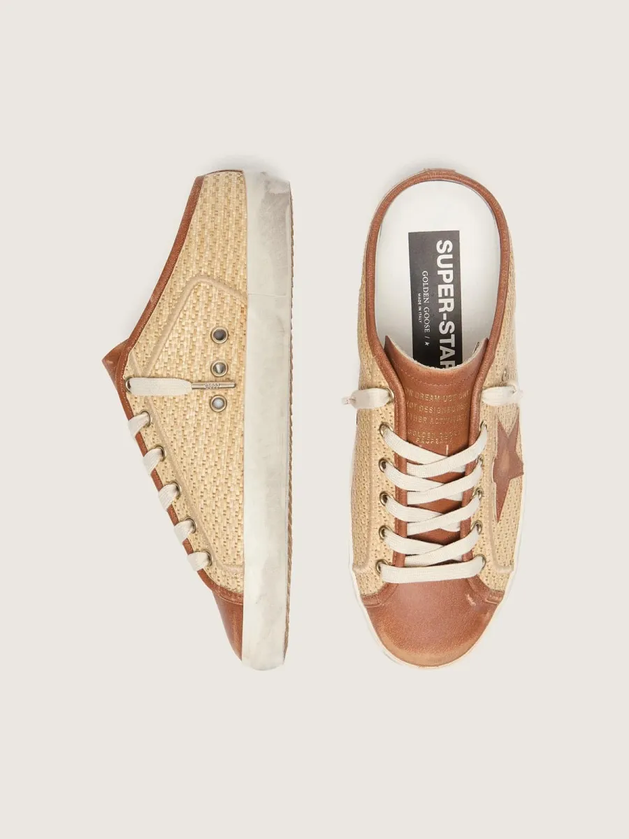 Super-Star Sabot donna in rafia con stella color mattone