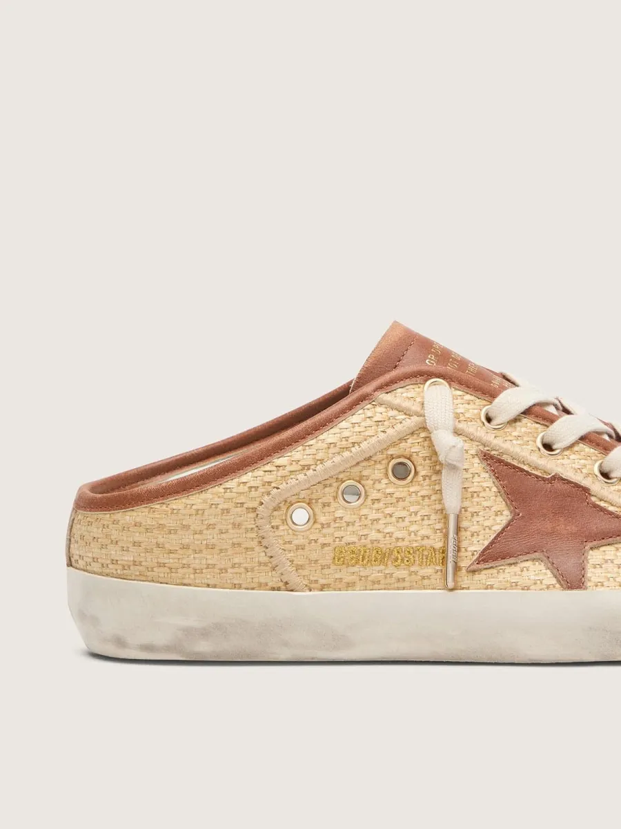Super-Star Sabot donna in rafia con stella color mattone