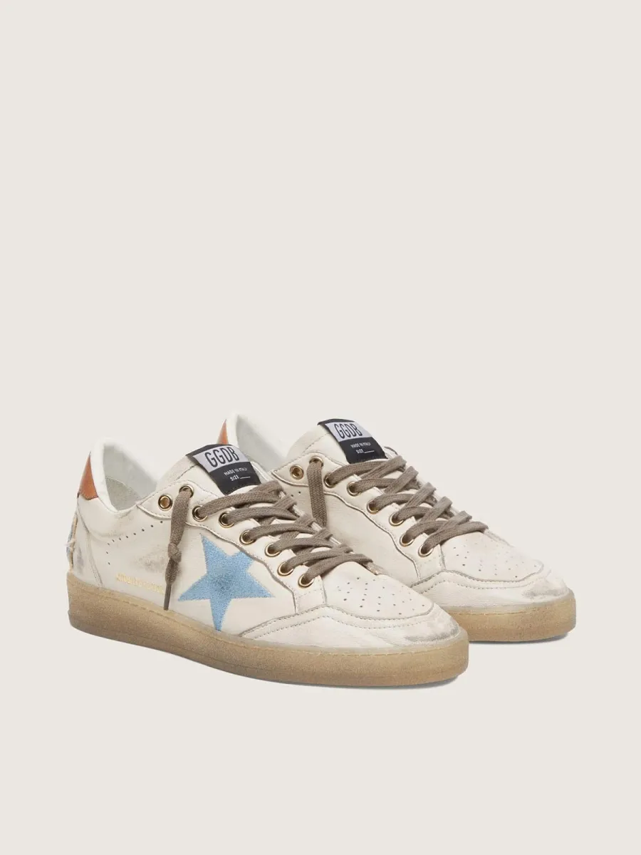 Ball Star LTD donna in pelle bianca con stella ricamata in azzurro