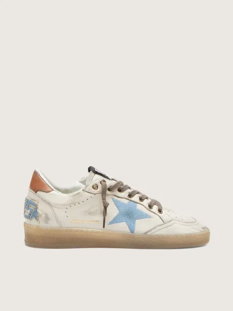 Ball Star LTD donna in pelle bianca con stella ricamata in azzurro