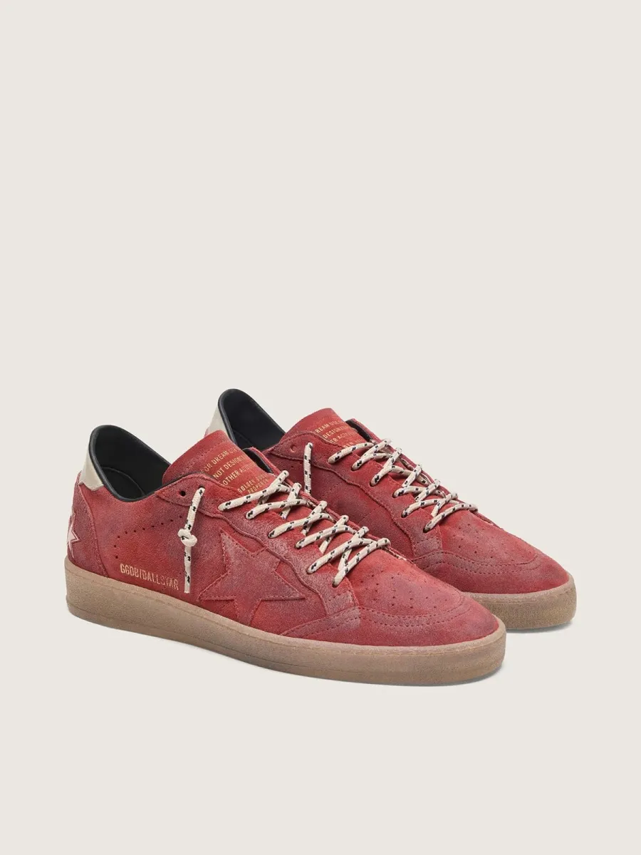 Ball Star donna in suede rosso ruggine con stella ton sur ton