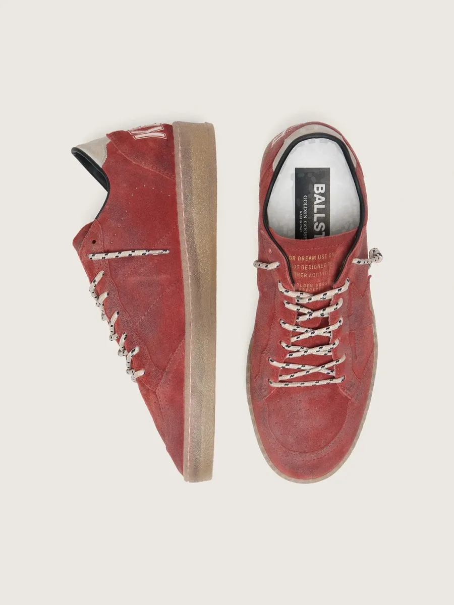 Ball Star donna in suede rosso ruggine con stella ton sur ton
