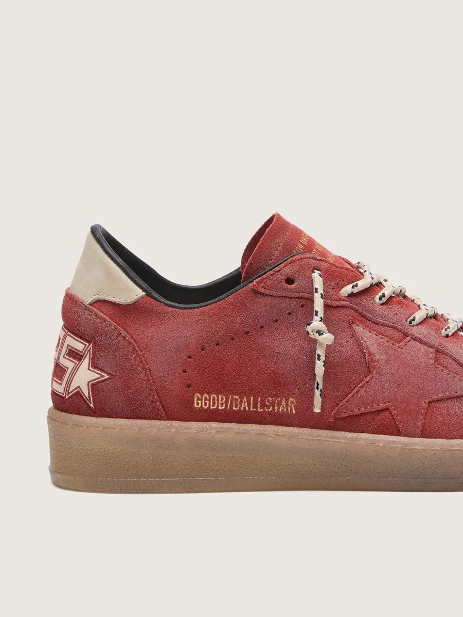Ball Star donna in suede rosso ruggine con stella ton sur ton