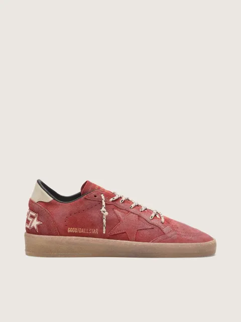 Ball Star donna in suede rosso ruggine con stella ton sur ton