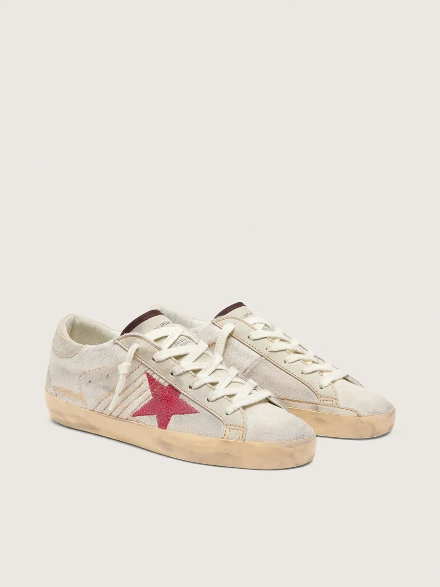 Super-Star LTD donna in cavallino bianco con stella in suede rosso