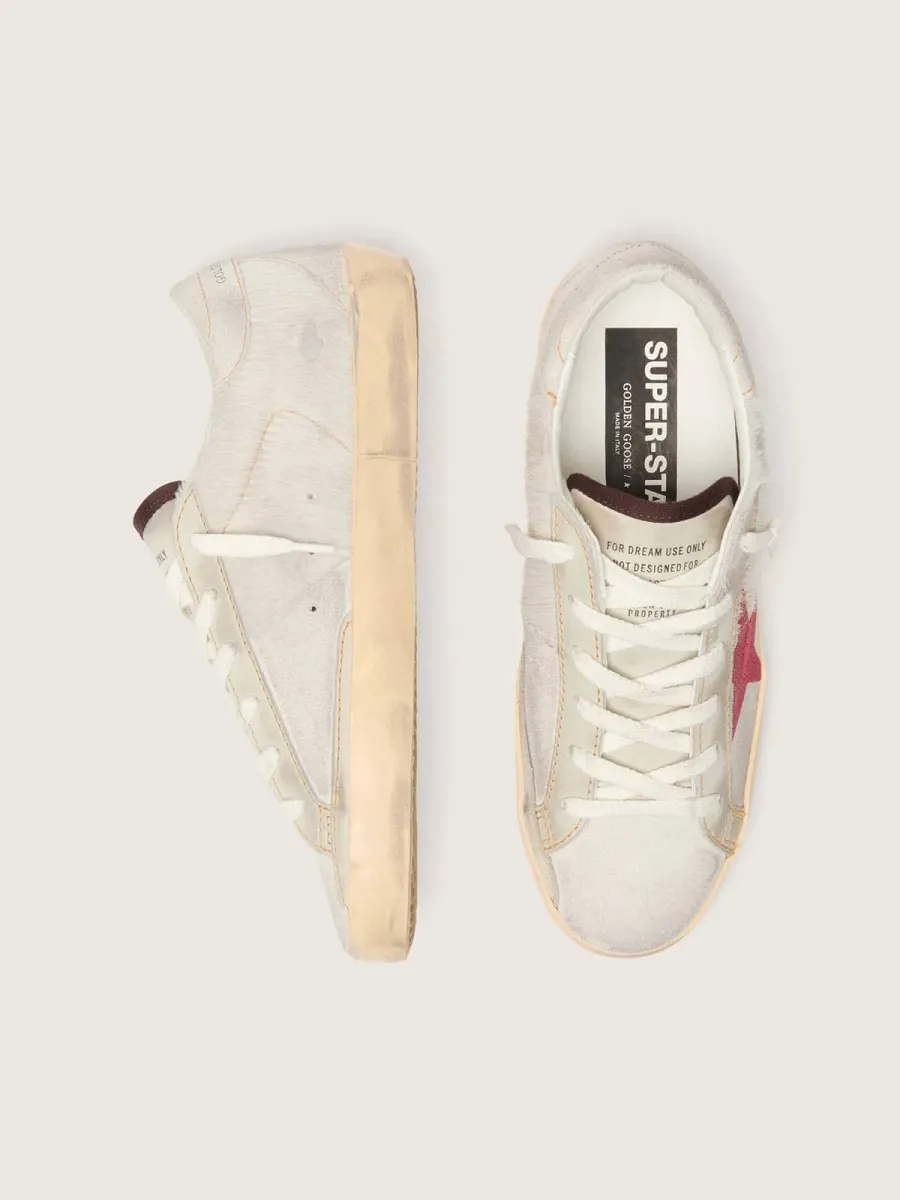 Super-Star LTD donna in cavallino bianco con stella in suede rosso