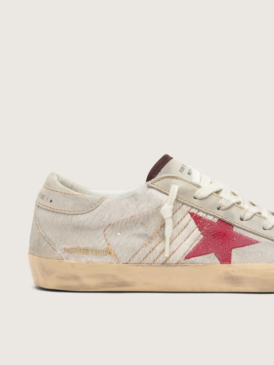 Super-Star LTD donna in cavallino bianco con stella in suede rosso