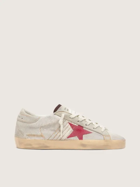 Super-Star LTD donna in cavallino bianco con stella in suede rosso