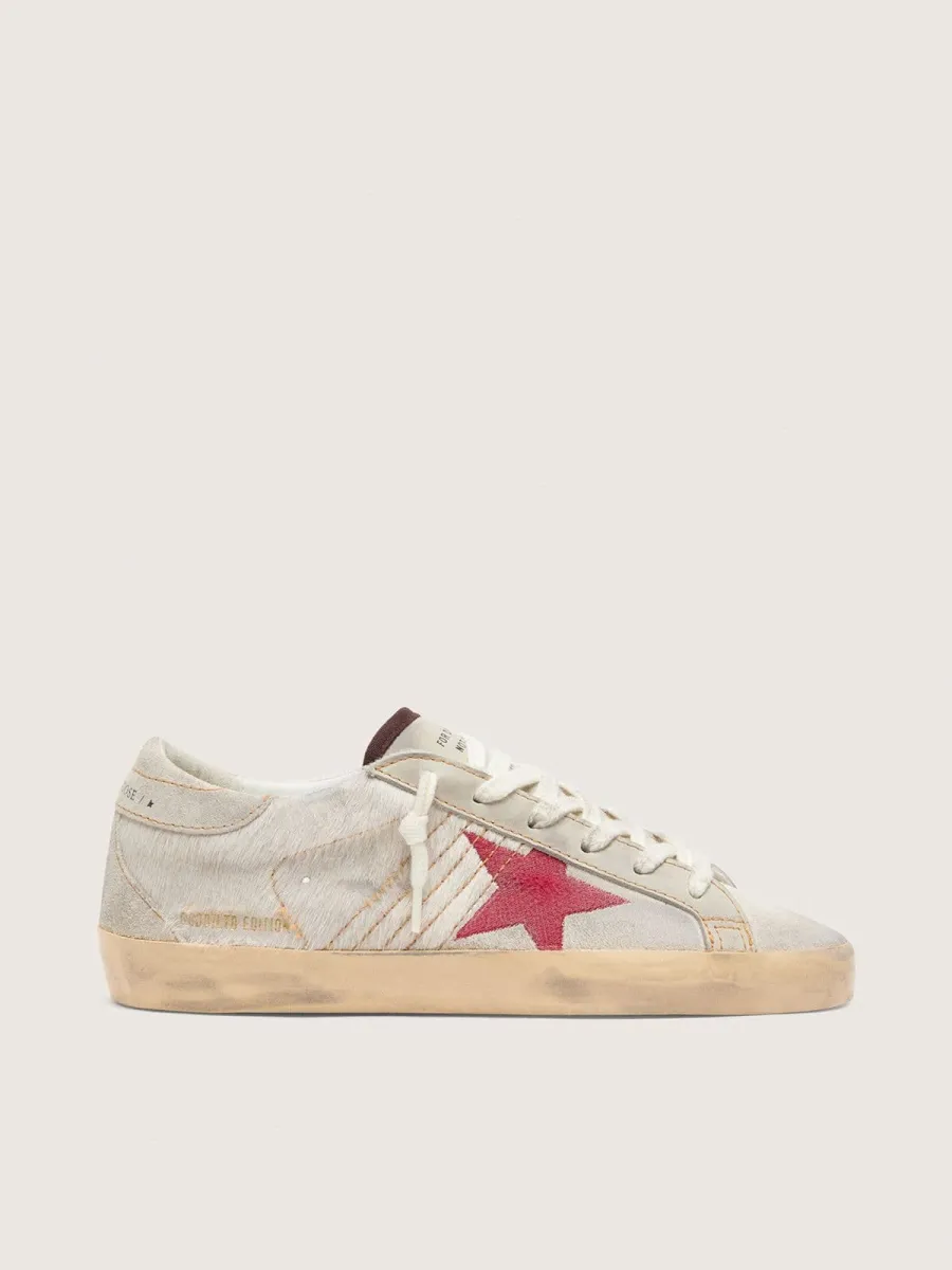 Super-Star LTD donna in cavallino bianco con stella in suede rosso