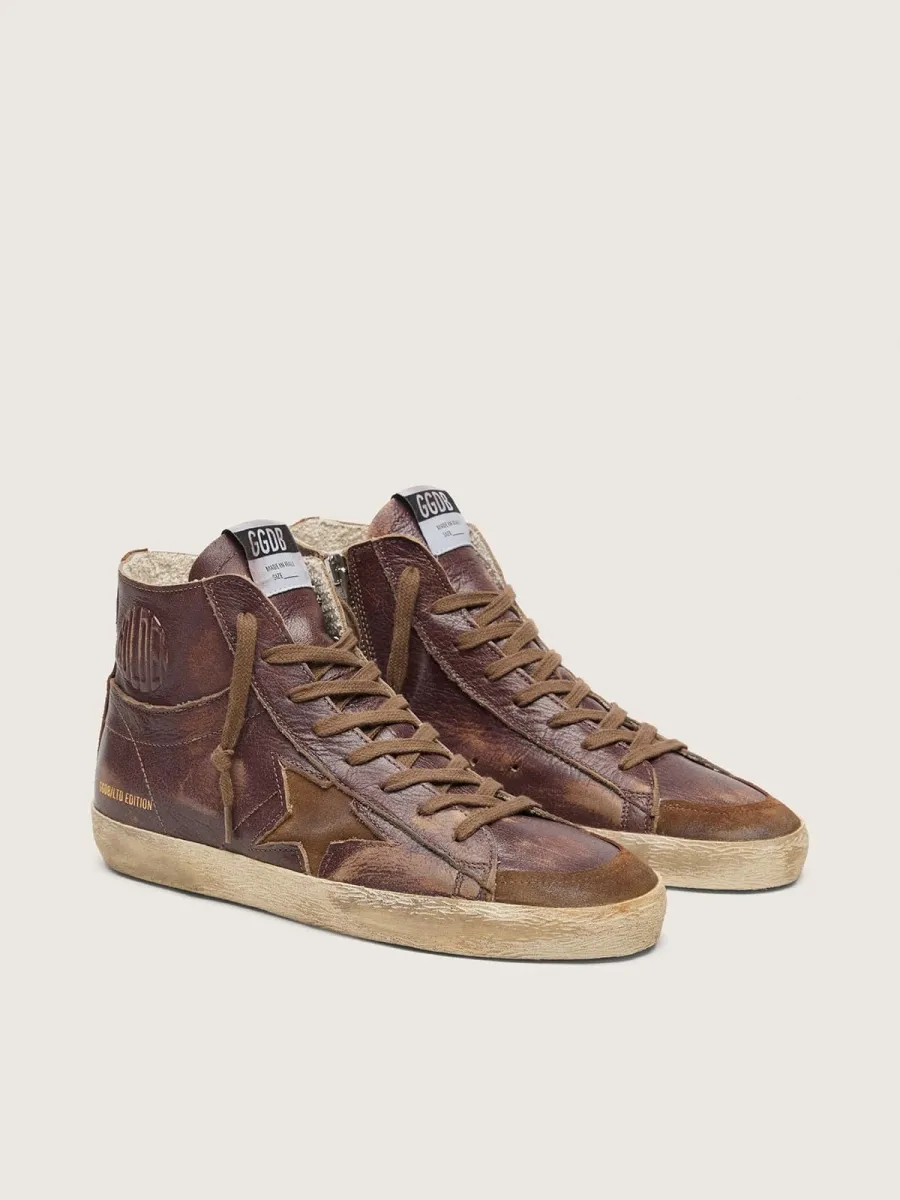 Francy LTD donna in pelle marrone scuro con stella beige