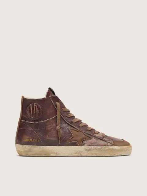 Francy LTD donna in pelle marrone scuro con stella beige