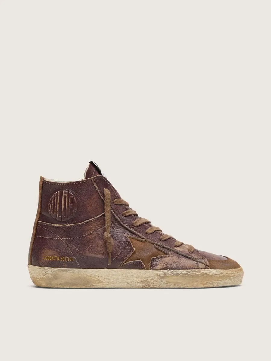 Francy LTD donna in pelle marrone scuro con stella beige