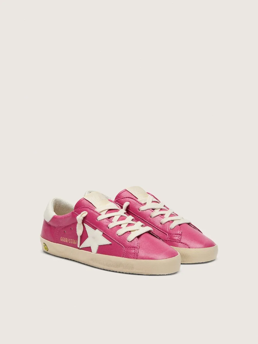 Super-Star young in pelle fucsia con stella in pelle crema
