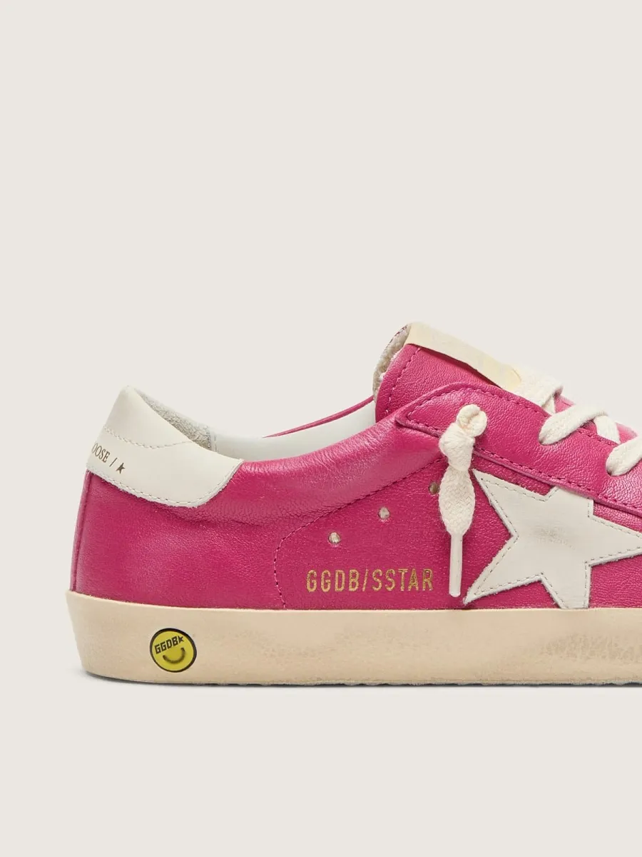 Super-Star young in pelle fucsia con stella in pelle crema