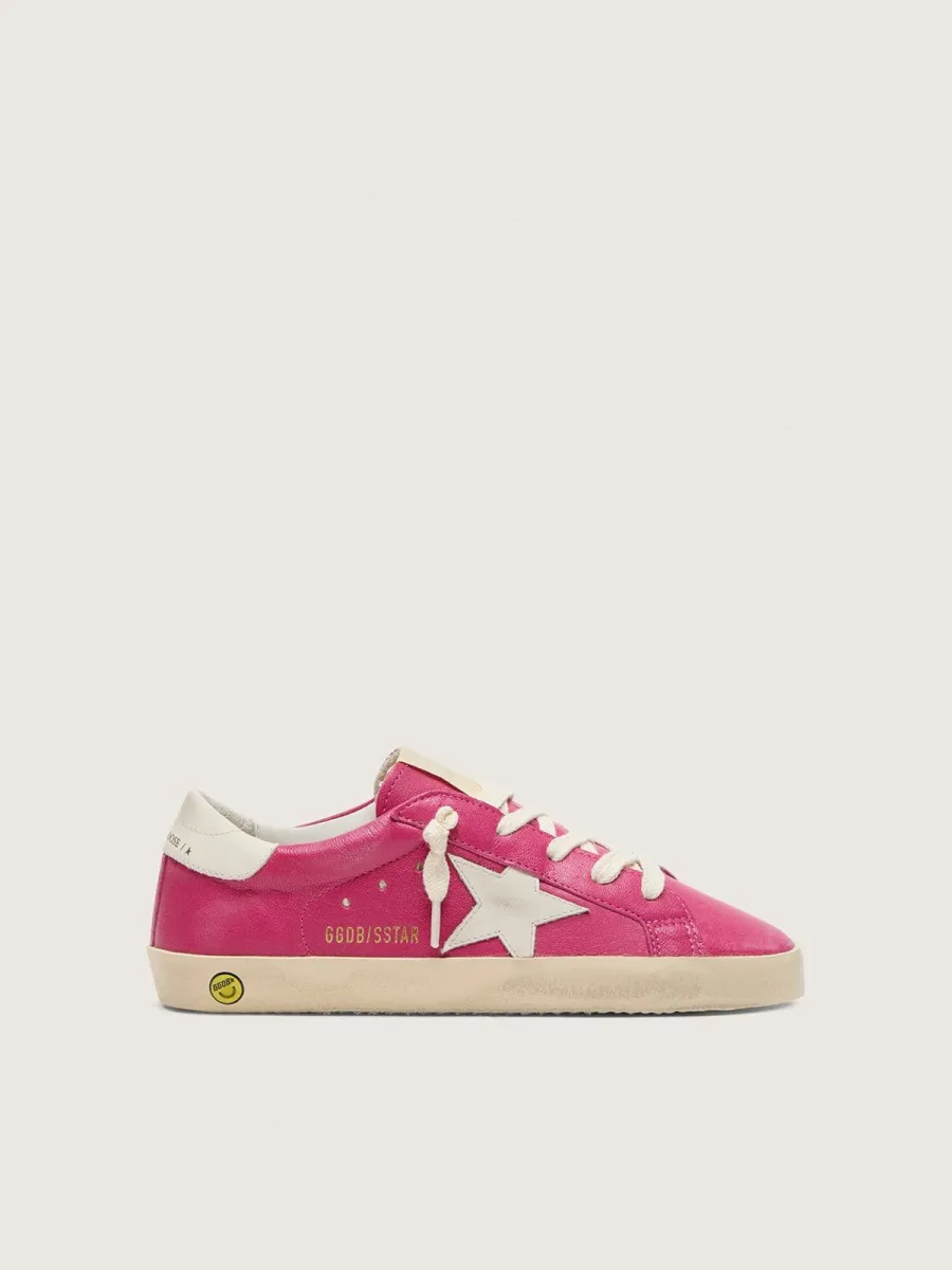 Super-Star young in pelle fucsia con stella in pelle crema