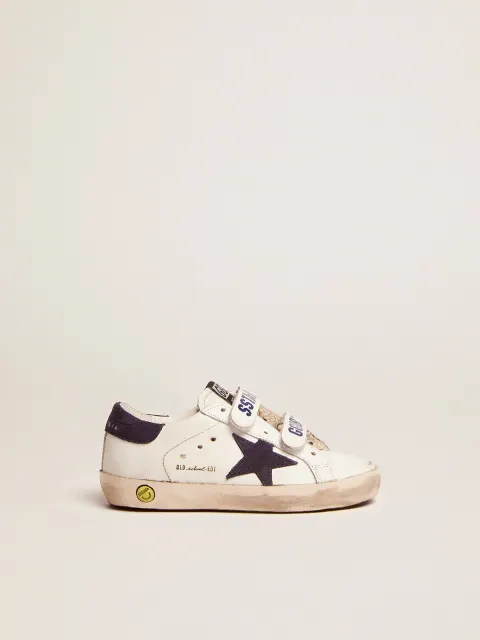Old School Young in pelle bianca con stella e talloncino in suede blu