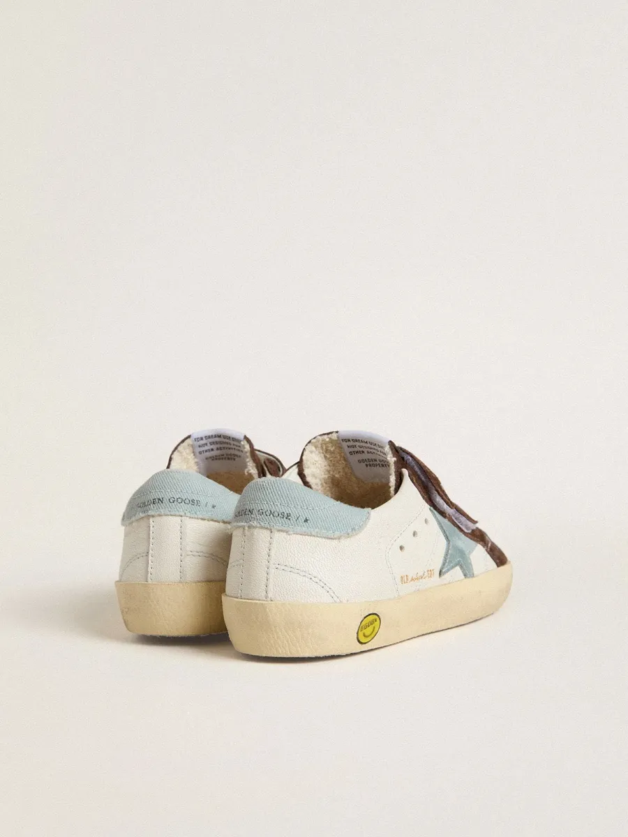 Old School Young in nappa con stella in suede azzurro e inserti in suede marrone