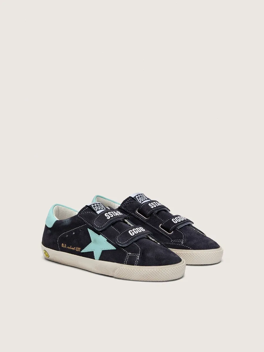 Old School young in suede blu scuro con stella in pelle turchese