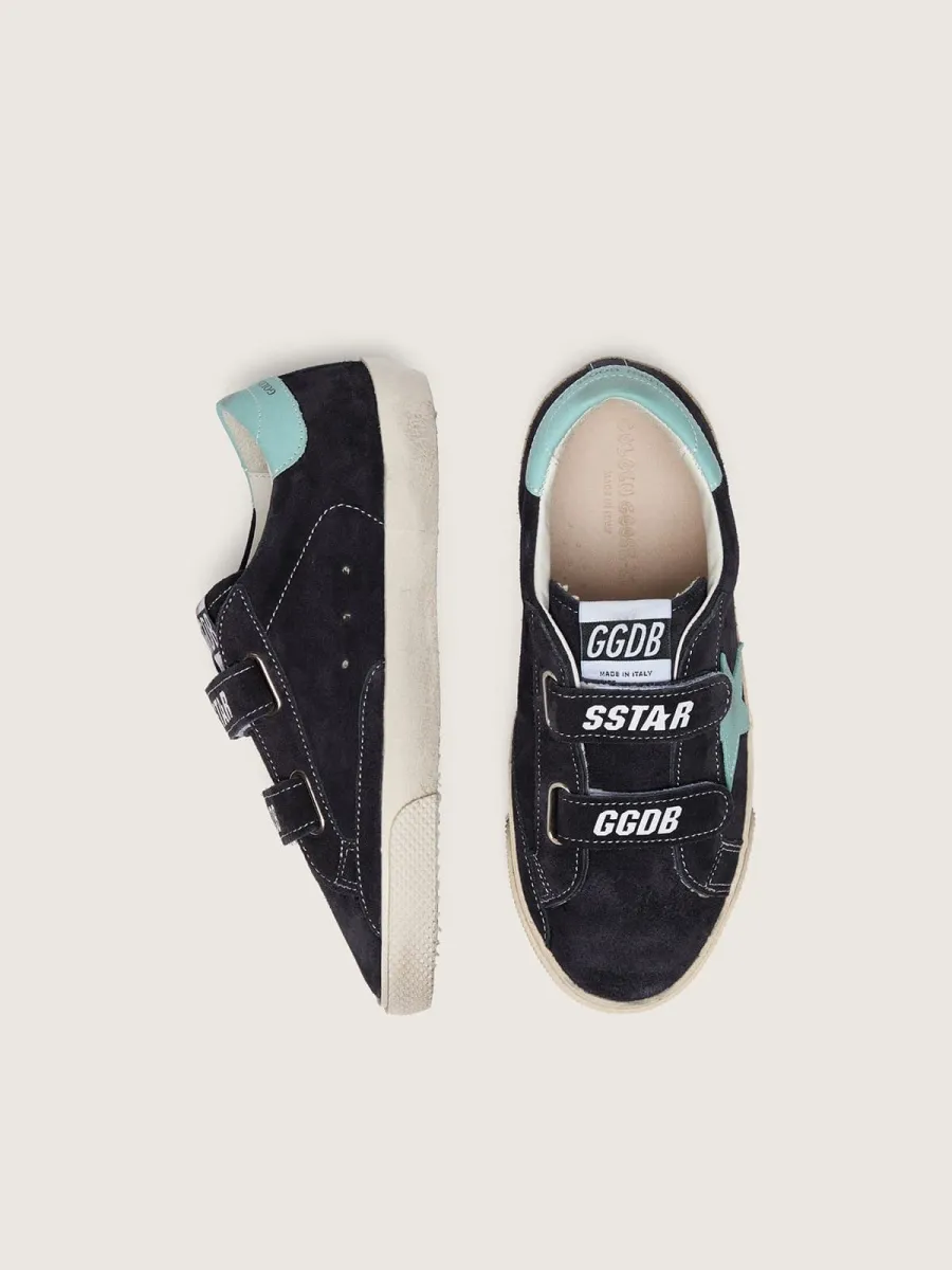 Old School young in suede blu scuro con stella in pelle turchese