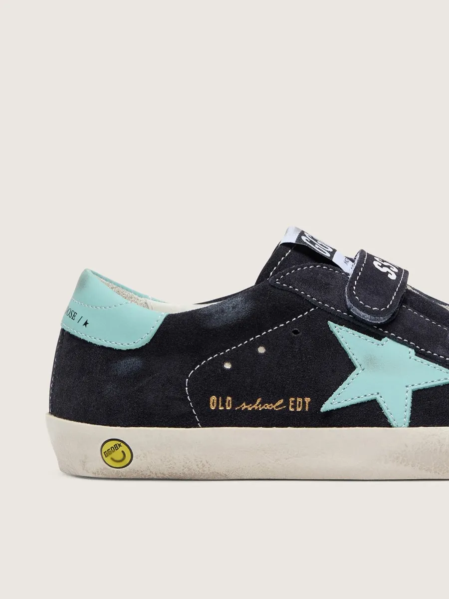 Old School young in suede blu scuro con stella in pelle turchese