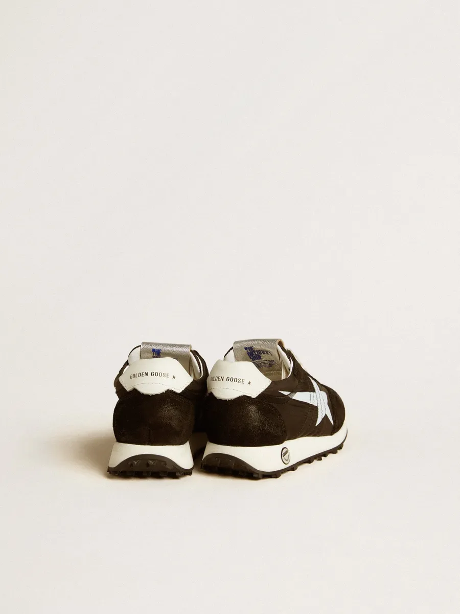 Marathon Young in nylon nero con stella stampata e talloncino in pelle