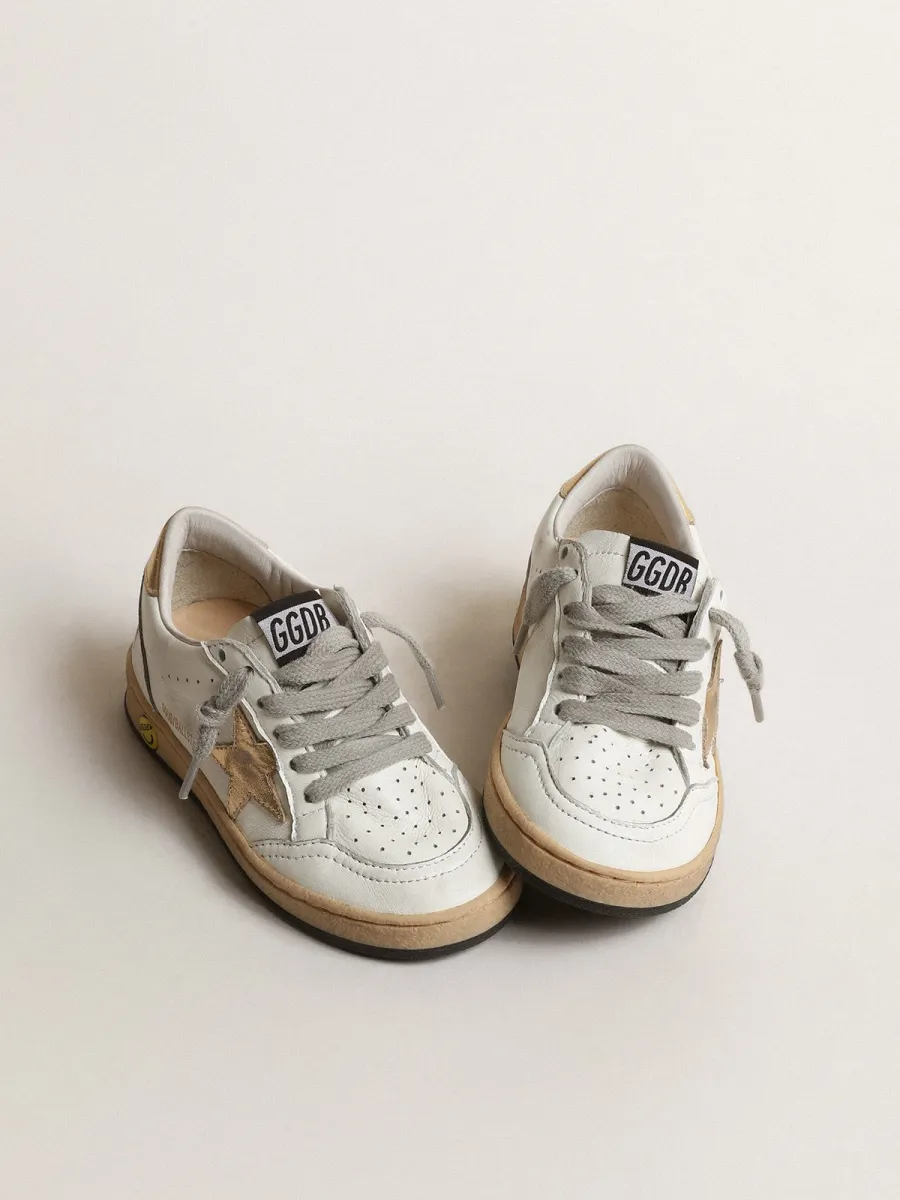 Ball Star Young con stella e talloncino in pelle laminata oro