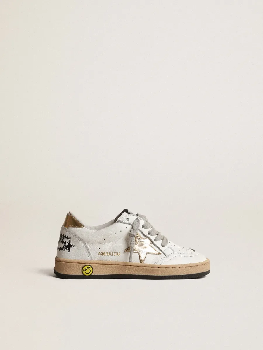 Ball Star Young con stella e talloncino in pelle laminata oro