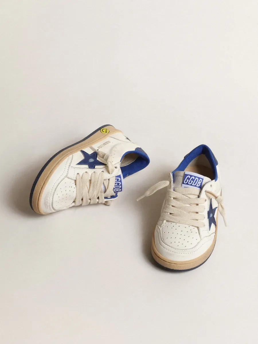 Ball Star Young con stella e talloncino in pelle laminata blu