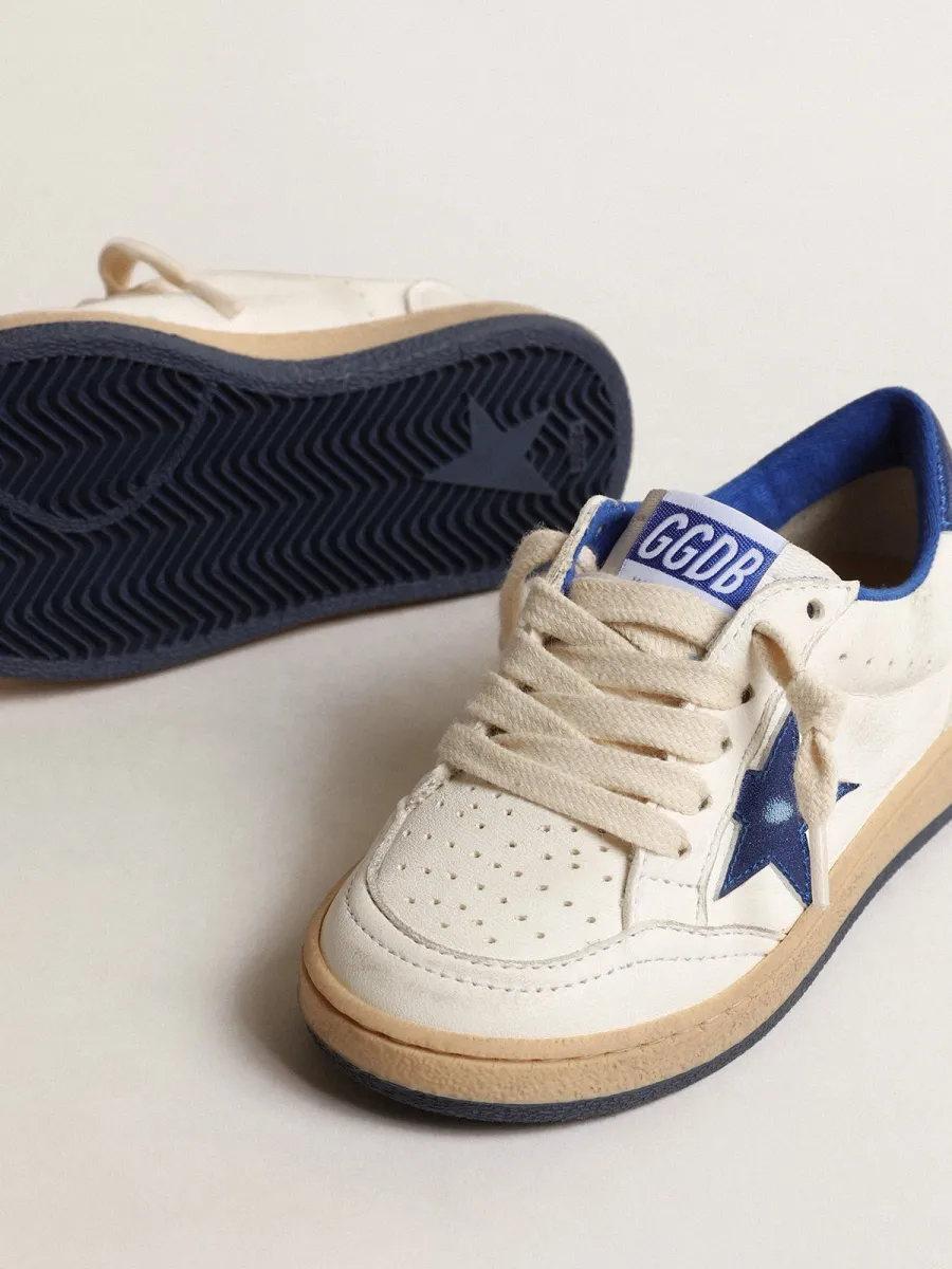 Ball Star Young con stella e talloncino in pelle laminata blu